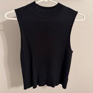 Marled Black Ribbed Tank Top